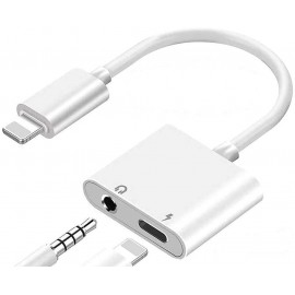 Compatible Lightning to 3.5mm Jack Splitter Adapter 2 in 1